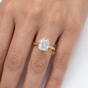 Anillo de Compromiso Solitario con Diamante Cultivado en Laboratorio, Corte Cojín, 1.00-2.00 CT, Claridad VS, Chapado en Oro de 14K/18K, Elegante Regalo de Joyería para Boda - Product Image 2