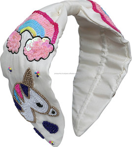 Bandeau tressé personnalisé de luxe blanc pour enfants, en tissu, pour usage quotidien, motif licorne, vente en gros - Product Image 2