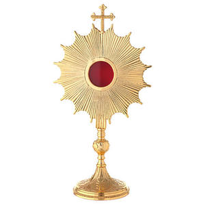 Elegante Relicario de Latón con Flor y Cruz, Chapado en Oro, de Alta Calidad, para Regalo o Adorno, con Centro Rojo y Gema - Product Image 2