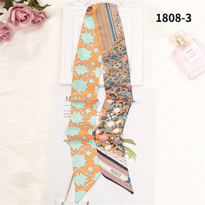 Bag Scarf New Floral Print Women Silk Scarf Skinny Bag Ribbon Female Headband Fashion Head Scarf Long Scarves & Wraps - Product Image 3