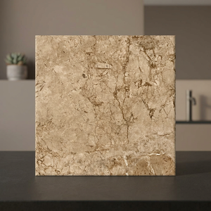 Carreaux de sol en porcelaine effet marbre brun Breccia 600x600mm polis antidérapants résistants aux acides pour les intérieurs de hall - Product Image 5