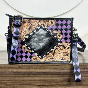 New Arrival Brand Designer Tooled Checkered Leather Women Crossbody Bag Direct Supply Premium Cowhide Leather Women Mini Bag - Product Image 4