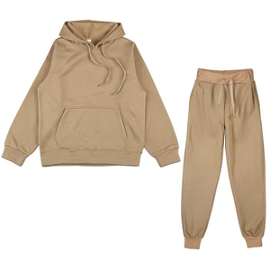 <b>Pink</b> Hooded <b>Sweatshirt</b> and Sweatpants Set Solid Color Casual Tracksuit for Adults Unisex Full Sleeve Drawstring Closure - Product Image 5