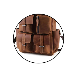 Premium Quality Custom Logo Genuine Leather Backpack For Men And <b>Women</b> Heavy Capacity <b>Laptop</b> <b>Bag</b> For School College & Travel - Product Image 5