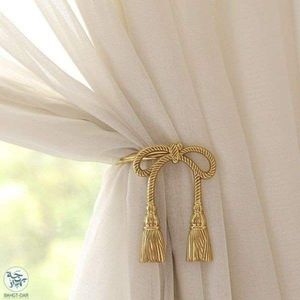 Premium Vintage Brass <b>Curtain</b> Holder Wall Mounted Drapery Holdback Decorative Window Treatment Accessory Hardware - Product Image 2
