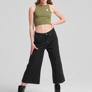 Camiseta sin mangas informal de punto acanalado para mujer, tela de jersey de algodón y spandex, de secado rápido y transpirable, ecológica, de longitud regular para verano - Product Image 4