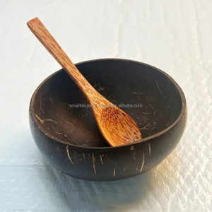 Natural <b>Coconut</b> <b>Bowl</b> Set Premium Eco Friendly Durable Dinnerware with Wooden Spoon for Serving Fruit Salad and Desserts - Product Image 5