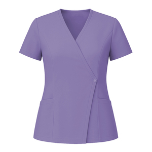 Camiseta Médica de Manga Corta para Mujer con Bolsillo, Uniforme para Enfermeras, Doctoras, Clínica, Hospital, Color Gris - Product Image 2