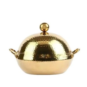 Warm Polished Metal Casserole Pot With Lid Durable For Gas And Induction Cooker Modern Luxury Design - Product Image 1