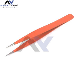 Pince à cils en acier inoxydable orange avec grip diamanté, outil d'application de cils, produit phare, personnalisable avec logo - Product Image 2