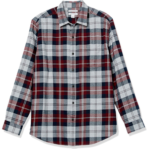 Camisa de Franela a Cuadros de Manga Larga para Hombre, Corte Regular, Informal, de Algodón Tejido, con Botones - Product Image 1