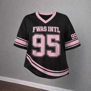 Trendy Women Custom Pink Sports Jersey Streetwear V Neck Sublimation Print Number Mesh T-<b>Shirts</b> American Football Jersey - Product Image 3