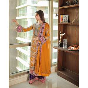 Conjunto superior e inferior de mujer de diseñador con Dupatta para ropa de fiesta - Product Image 6