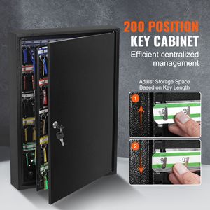 Armadietto di sicurezza in acciaio da 200 chiavi con ripiani regolabili, etichette colorate per chiavi, organizer per chiavi, organizer da parete per posta e chiavi - Product Image 2