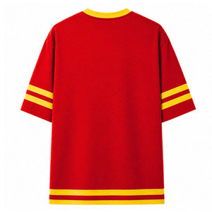 T-shirt à manches courtes rouge pour homme de la sororité NSPDK avec bordure jaune et lettres grecques, T-shirt décontracté en coton pour femme NSPDK - Product Image 6