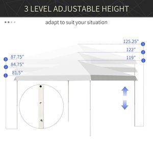 "13x13 White Pop up <b>Canopy</b> <b>Tent</b> with Adjustable Height & Carry Bag" - Product Image 6