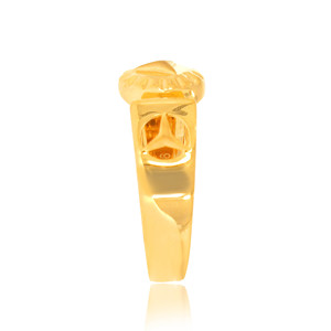 Bague de créateur de luxe vintage à motif floral gravé, finition dorée, large bande centrale ronde - Product Image 3