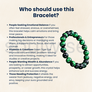 Pulsera de Ojo de Tigre Verde de 10 mm de Divine Solutions - Regalo Unisex con Patrón de Paz para Hindúes - Product Image 5
