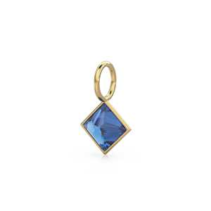 Colgante de Oro Sólido Amarillo de 14k con Zafiro Azul de 5mm, Engaste para Joyería / Piedra de Nacimiento de Septiembre / Gema Azul con Corte Princesa - Product Image 5
