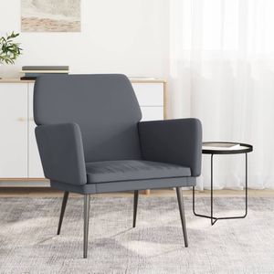 Fauteuil en velours gris foncé 100% polyester pour salon avec structure en métal et contreplaqué standard - Product Image 1