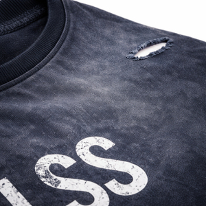 T-shirt en coton noir oversize pour homme, manches courtes, col rond, style streetwear, imprimé lettres vieillies, coupe jersey, pour l'extérieur - Product Image 6