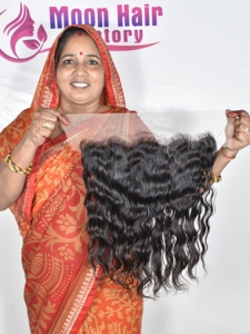 Extensiones de Cabello Humano Remy Indio Ondulado 13x6, Doble Trama a Máquina, Textura de Ondas Sueltas, Tono Negro Natural, Ondas Fluidas - Product Image 6