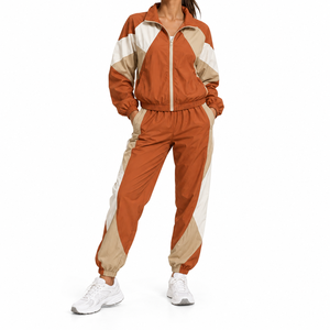 Ensemble de survêtement coupe-vent sportif pour l'entraînement, survêtement uni en dentelle pour femme, 100% coton, streetwear, coupe régulière, ensemble 2 pièces - Product Image 3