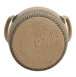 Rustic Woven <b>Rope</b> <b>Storage</b> <b>Basket</b> With Handles Circle Shape Multi-Purpose Neatening <b>Basket</b> - Product Image 4
