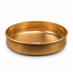 Handcrafted Golden Hammered Copper Vessel Wash <b>Basin</b> <b>Round</b> Luxury Countertop Bathroom Sink Premium Designer <b>Basin</b> for Home Hotel - Product Image 1