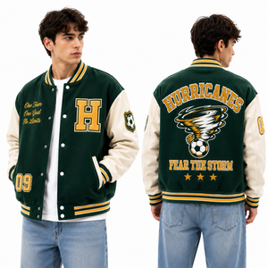 Chaqueta de Fútbol Americano, Chaqueta Varsity con Letras Bordadas, Chaqueta Bomber Acolchada con Botones a Presión para Clubes Deportivos, Equipos Escolares, Duradera - Product Image 3