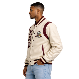 Chaqueta Universitaria de Lana Kappa Alpha Psi Krimson & Kream, Ropa de Fraternidad Griega con Estilo Universitario Clásico y Comodidad Premium - Product Image 3