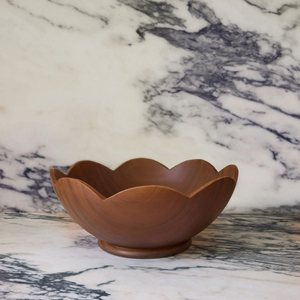 Tazón de Madera Clásico con Borde Festoneado, Hecho a Mano, Ecológico, para Servir Comida, Vajilla para Cenar en Casa - Product Image 2