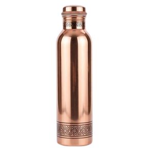Bouteille d'eau artisanale indienne en cuivre, motif floral émaillé coloré, sans soudure, anti-fuite, pour la médecine ayurvédique, vente en gros - Product Image 3