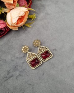 Boucles d'oreilles pendantes en pierre précieuse taillée radiant, plaqué or antique, pour réceptions et fêtes, bijoux pour femmes, fabricant - Product Image 5