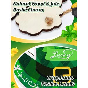 Decorazioni da parete per la festa di San Patrizio, ghirlanda in legno 8 x 21,6 con cartello a forma di cappello verde, ornamento da appendere alla porta d'ingresso. - Product Image 3