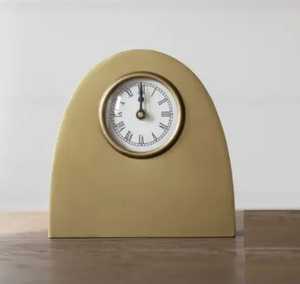 Minimalist Green Face Gold Hands Round <b>Clock</b> Modern Geometric Stand Artistic Contemporary Home Office Timepiece - Product Image 3