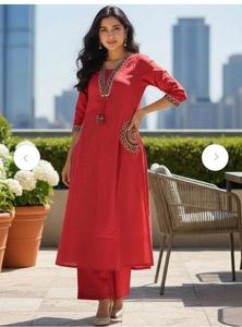 HARI OM CREATIONS ชุดคุร์ตาผ้าฝ้ายปักลายสีดำ ระบายอากาศได้ดี พิมพ์ลายฤดูร้อน สำหรับผู้หญิง ทรงหลวม แขนสามส่วน ความยาวเต็มตัว - Product Image 2