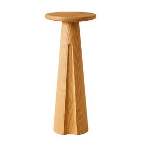 Table d'appoint piédestal fini bois naturel élégant pièce de décoration d'accent en bois massif pour salon couloir artisanat minimaliste - Product Image 1