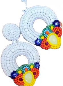 Pendientes de Aro con Cuentas de Vidrio y Bordado Étnico Hechos a Mano, Estilo Lujoso y Moderno, para Bodas y Fiestas, Tendencia 2026, Estilo Boho - Product Image 5