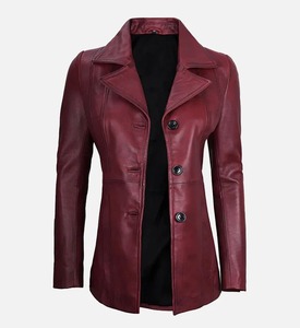 Chaqueta Blazer Vintage de Ante para Mujer, Abrigo de Piel de Oveja Genuina, Cuello Solapa Marrón Oscuro, Cierre de un Solo Botón - Product Image 3
