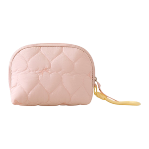 Trousse de Maquillage Matelassée Brodé en Polyester avec Fermeture Éclair, Grande Capacité, Portable, Pochette de Voyage en Forme de Cœur avec Dragonne - Product Image 2
