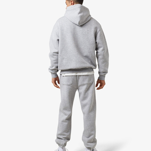 Men's Solid Full <b>Zip</b> <b>Hooded</b> Tracksuit Premium Cotton Fleece Jacket Drawstring Jogger Pants 2 1 Design Breathable Winter Casual - Product Image 4