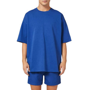 Econex Sports Men's Blue Cotton <b>Knitted</b> Shorts Zip Pocket Casual Summer Wear Breathable Quick Dry 180g Letter Printed Design - Product Image 4