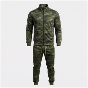 Ensemble de survêtement camouflage pour homme, manches longues, col montant, fermeture éclair sur le devant, respirant, coupe décontractée, vêtements d'automne - Product Image 1