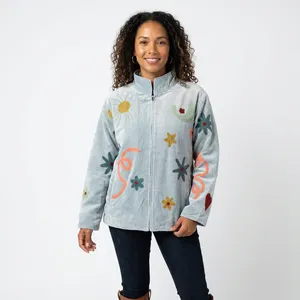 Blazer Reversible de Terciopelo y Algodón para Mujer, Ecológico, Manga Larga, Primavera, Logotipo Personalizado, Talla XL, Estilo Prairie Chic, Estampado Floral - Product Image 2