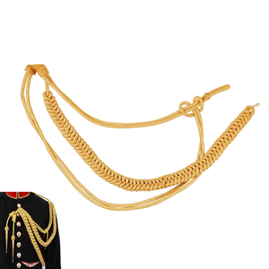 Aiguillette de cérémonie dorée, cordon d'aiguillette britannique, aiguillette dorée tressée métallique - Product Image 2