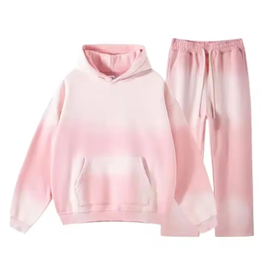 ชุดวอร์มลำลองสไตล์วินเทจ OEM ลายฟอกสี พร้อมเสื้อฮู้ดปักลายและกางเกงขายาวทรงตรงสำหรับผู้ชาย - Product Image 1