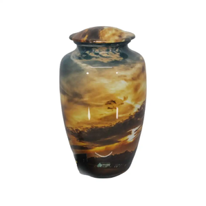 Sunset Landscape Printed Ceramic <b>Jar</b> with Lid <b>Decorative</b> Storage Vase for Home Office Decor - Product Image 6