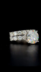 Offre Spéciale Design géométrique gracieux Bling 3A Moissanite 2 pièces ensembles bagues pour femmes de haute qualité mariage bague en diamant plaqué argent - Product Image 3