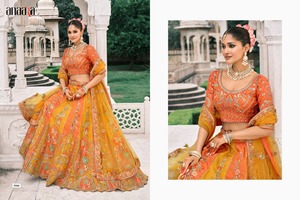 Embroidered Bridesmaid <b>Lehenga</b> Set Floral Woven Georgette Blouse Dupatta Wedding Festival Ethnic Wear - Product Image 4